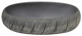 Lavatório de bancada oval 59x40x15 cm cerâmica preto e cinza