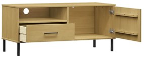 Móvel de TV c/ pernas de metal pinho maciço OSLO castanho