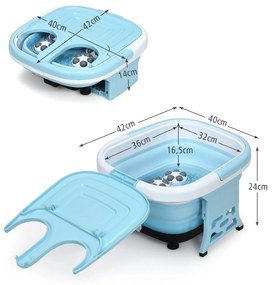 Massajador de pés portátil com função de bolha de temperatura ajustável e roletes electrónicos 42 x 40 x 24 cm Azul