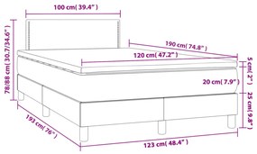 Cama box spring c/ colchão e LED 120x190 cm tecido preto
