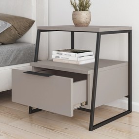 Mesa de Cabeceira "Pal" – 45x50x41 cm – Moka Claro e Preto – Design Mo