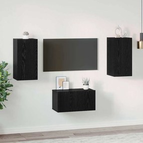 Conjunto de móvel de TV 3 pcs Carvalho Preto 60 x 30 x 30.5 cm