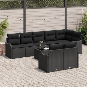 Conjunto de Sofás de Jardim de 9 Peças com Almofadas Beige de Rattan S