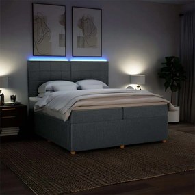 Cama com molas/colchão 200x200 cm tecido cinzento-escuro