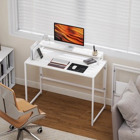 Secretária de Computador Dobrável, 100 x 48 x 87,5 cm, Suporte de Ecrã Amovível, Branca