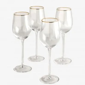 Pack De 4 Copos De Vinho Branco Em Vidro 44 Cl Arely Transparente - Sklum