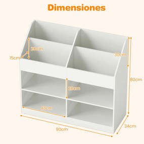 Estante Infantil Organizadora de Brinquedos 90 x 34 x 80 cm com 4 Compartimentos Abertos Branca