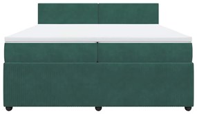 Cama com molas/colchão 200x200 cm veludo verde-escuro