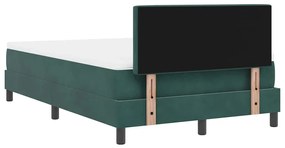 Cama Box Spring vidaXL com Colchão Verde Escuro Duplo Pequeno de Velud