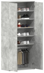 Guarda-Sapatos Cinza Concreto 80x39x180 cm de Madeira de Engenharia