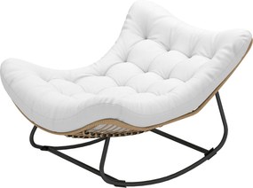Cadeira de baloiço de jardim em forma de ovo com almofada acolchoada 98 x 111 x 74 cm creme