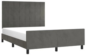 Estrutura de cama sem colchão 140x190 cm veludo cinzento-escuro