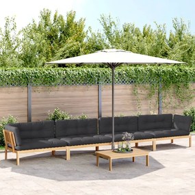 vidaXL 5 pcs móveis de paletes p/ jardim com almofadões acácia maciça