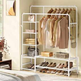 Guarda roupa aberto 45 x 115,8 x 172,8 cm com 7 prateleiras para quarto, branco