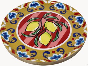 Pratos decorativos em madeira de manga Lemon, conjunto de 4
