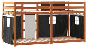 Beliche com cortinas 80x200 cm pinho maciço branco e preto