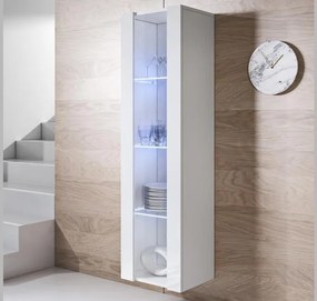 Vitrine de Parede Cascais – 40x165 cm – Branco com LED Azul