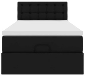 Estrutura de cama otomana com colchão 100x200 cm preta