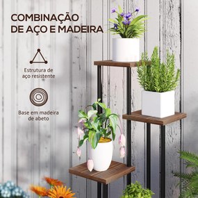 Suporte para Plantas de 5 Níveis Suporte para Vasos de Flores de Madei