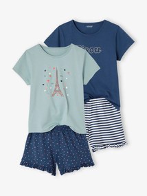Lote de 2 pijamas BASICS, para menina marinho