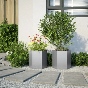 Vasos floreiras jardim 2 pcs hexagonal 46x40x45cm aço galvaniz.