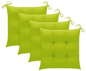 5 pcs conj. de jantar dobrável c/ almofadões p/ exterior bambu