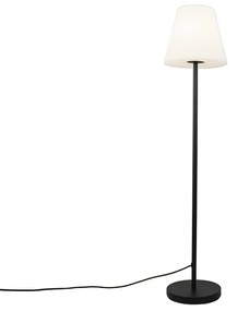 Candeeiro de pé exterior preto com abajur branco 35 cm IP65 - Virginia