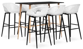 vidaXL 7 pcs conjunto de bar preto e branco