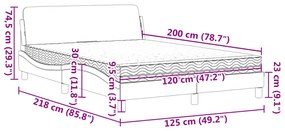 Cama com colchão 120x200 cm tecido cinza-claro