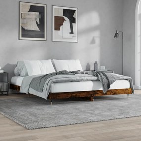 Estrutura de cama 200x200 cm derivados madeira carvalho fumado