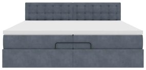 Estrutura de cama otomana com colchão 200x200cm cinzento escuro