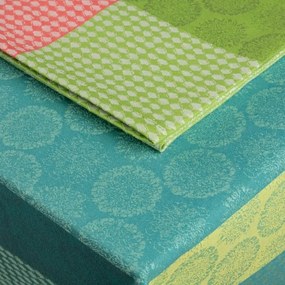 150x250 cm - Toalha de mesa 100% algodão jacquard - Marca Fateba: Verde pistacho C/ outras cores