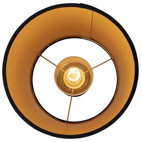 Luminária de teto com abajur de veludo preto com ouro 25 cm - Combi preto Clássico / Antigo