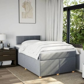 Cama boxspring com colchão 120x190 cm tecido cinzento-claro