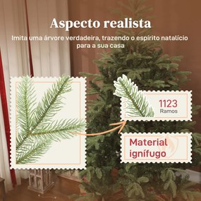 Árvore de Natal Artificial 210 cm com 1123 Ramos Densos e Suporte Metálico Dobrável para Interior Verde