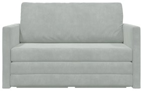 Sofá Cama de Chão 2-em-1 Cinza Claro 124x204x61 cm Veludo