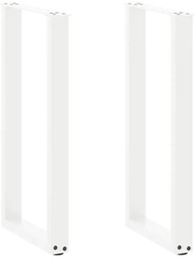vidaXL Pés de mesa de console em forma de U, 2 peças, branco, 28x(72-73) cm, aço