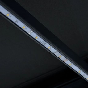 Toldo retrátil com sensor de vento e LED 300x250 cm antracite