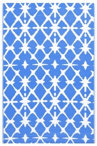 Tapete de exterior 120x180 cm PP azul e branco