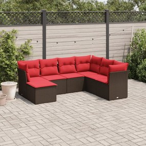 vidaXL 7 pcs conjunto de sofás jardim c/ almofadões vime PE castanho