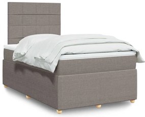 Cama boxspring c/ colchão 120x190cm tecido castanho-acinzentado