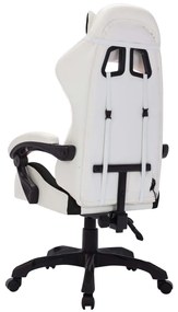 Cadeira estilo corrida luzes LED RGB couro artif. branco/preto