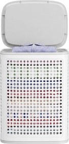 Cesto de roupa suja em plástico, cesto de 75 L, 42,5 x 33 x 57 cm branco-cinzento