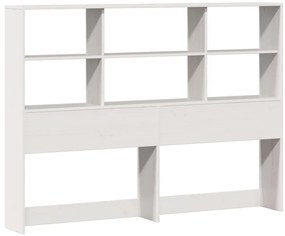 Cama com estante sem colchão 140x190 cm pinho maciço branco