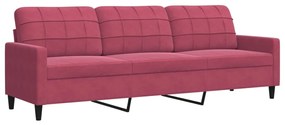 3pcs conjunto sofás c/ almofadões e rolos veludo vermelho tinto