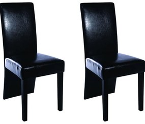 Cadeiras de jantar 2 pcs couro artificial preto