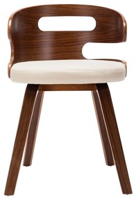 Cadeiras jantar 2 pcs madeira curvada e couro artificial creme