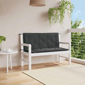 Almofadões p/ banco jardim 2 pcs 120x50x7cm tecido xadrez preto