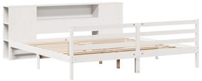 Cama com estante sem colchão 200x200 cm pinho maciço branco