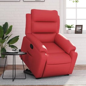 Poltrona reclinável elevatória couro artificial vermelho